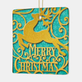 Vrolijk Kerstmis Rendier Silhouetten Sneeuwvlok Keramisch Ornament (Links)