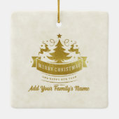 Vrolijk Kerstmis Rendier Silhouetten Sneeuwvlok Keramisch Ornament (Achterkant)