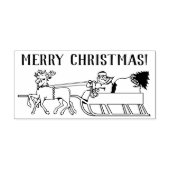 Vrolijk Kerstmis Rendier Sleigh Ride Santa Claus Rubberstempel (Afrduk)