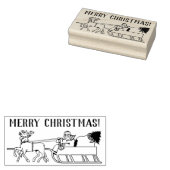 Vrolijk Kerstmis Rendier Sleigh Ride Santa Claus Rubberstempel (Gestempeld)