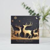 Vrolijk Kerstmis rendier trio foto Feestdagenkaart (Staand voorkant)