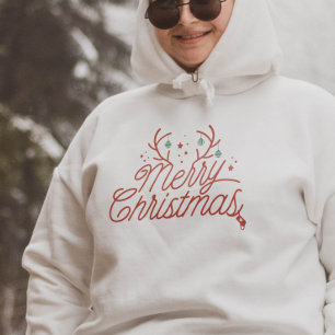 Vrolijk Kerstmis rendieren gewei bijpassende vakan Hoodie