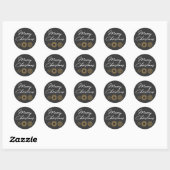 Vrolijk Kerstmis Retro Gold Burst Sparkler Groet Ronde Sticker (Vel)