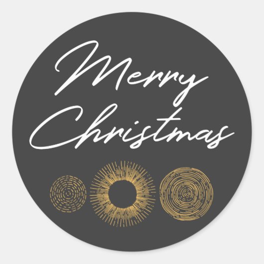 Vrolijk Kerstmis Retro Gold Burst Sparkler Groet Ronde Sticker (Voorkant)