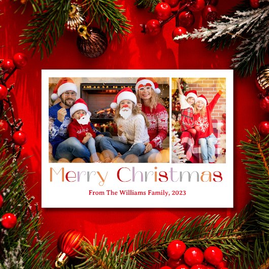 Vrolijk Kerstmis retro kalligrafie 2 foto's collag Feestdagenkaart