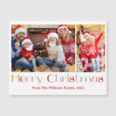 Vrolijk Kerstmis retro kalligrafie 2 foto's magnee (Voorkant)