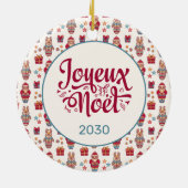 Vrolijk Kerstmis Retro Kerstman Crème Keramisch Ornament (Achterkant)