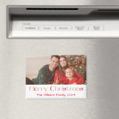 Vrolijk Kerstmis retro leuk script vakantie foto Magneet (Insitu (Vaatwasser))