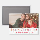 Vrolijk Kerstmis retro leuk script vakantie foto Magneet (Voorkant / Achterkant)