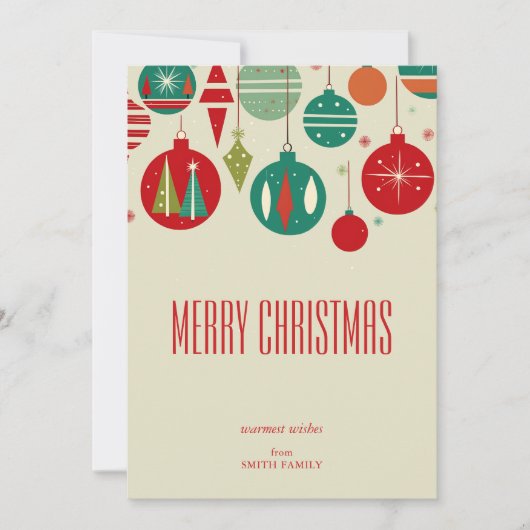 Vrolijk Kerstmis retro mideeuw bubles eenvoudig Feestdagenkaart (Voorkant)