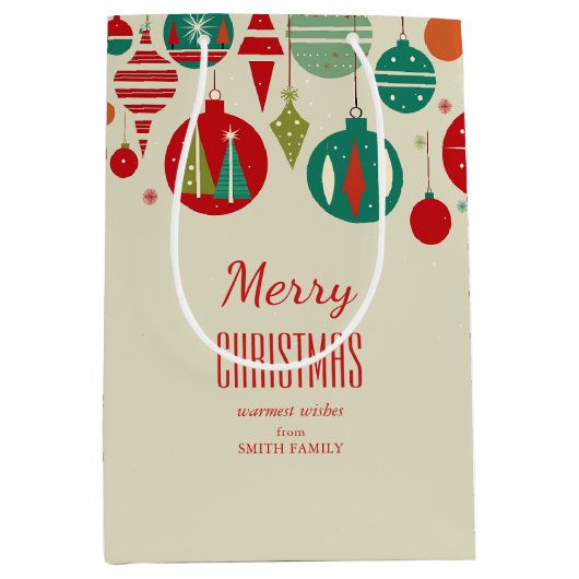 Vrolijk Kerstmis retro mideeuw bubles eenvoudig Medium Cadeauzakje (Voorkant)