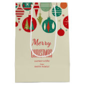 Vrolijk Kerstmis retro mideeuw bubles eenvoudig Medium Cadeauzakje (Achterkant)