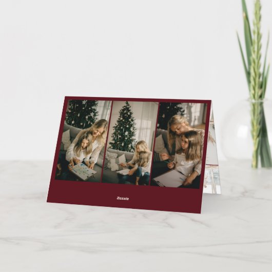 Vrolijk Kerstmis Retro Script Foto Rood Folie Wenskaart (Achterkant)