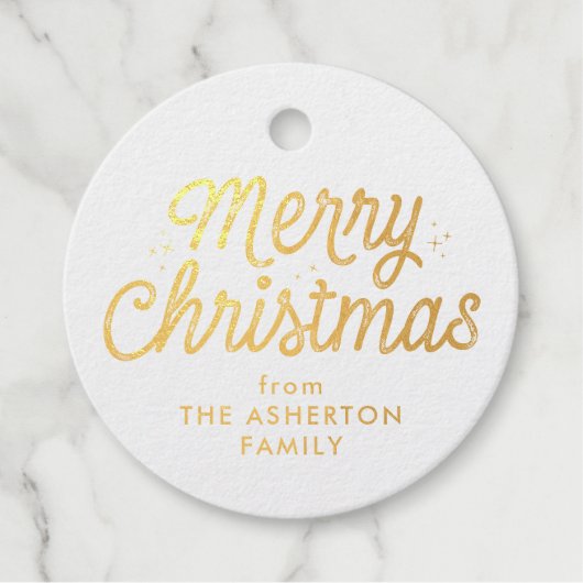 Vrolijk Kerstmis retro script vakantie Bedankjes Labels (Voorkant)