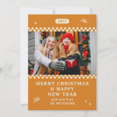 Vrolijk Kerstmis Retro Sinaasappel Foto Gepersonal Feestdagenkaart (Voorkant)