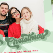 Vrolijk Kerstmis Retro Typografie Foto Rood Groen Feestdagenkaart