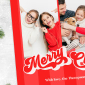 Vrolijk Kerstmis Retro Typografie Multi Drie Foto Feestdagenkaart