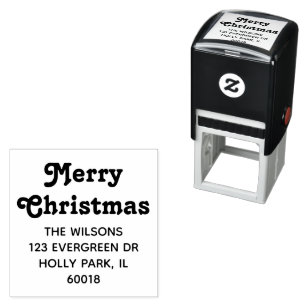 Vrolijk Kerstmis Retro Typografie Retouradres Zelfinktende Stempel