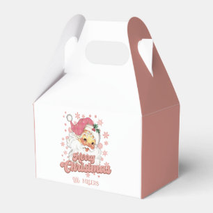 Vrolijk Kerstmis Retro Typografie Santa Roze Pet Bedankdoosjes