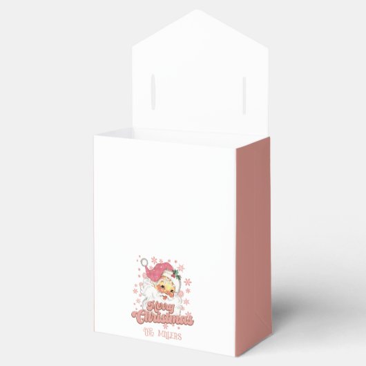 Vrolijk Kerstmis Retro Typografie Santa Roze Pet Bedankdoosjes (Geopend)