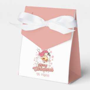 Vrolijk Kerstmis Retro Typografie Santa Roze Pet Bedankdoosjes