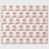 Vrolijk Kerstmis Retro Typografie Santa Roze Pet Cadeaupapier (Vlak)