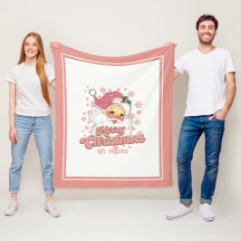 Vrolijk Kerstmis Retro Typografie Santa Roze Pet Fleece Deken