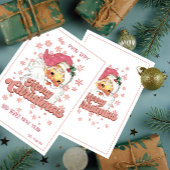Vrolijk Kerstmis Retro Typografie Santa Roze Pet Kaart