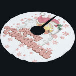 Vrolijk Kerstmis Retro Typografie Santa Roze Pet Kerstboom Rok<br><div class="desc">Vrolijke kerst roze retro typografie met een Sinterklaas met een roze pet.</div>