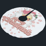 Vrolijk Kerstmis Retro Typografie Santa Roze Pet Kerstboom Rok<br><div class="desc">Vrolijke kerst roze retro typografie met een Sinterklaas met een roze pet.</div>