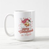 Vrolijk Kerstmis Retro Typografie Santa Roze Pet Koffiemok (Links)