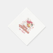 Vrolijk Kerstmis Retro Typografie Santa Roze Pet Servet (Hoek)