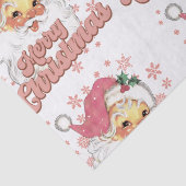 Vrolijk Kerstmis Retro Typografie Santa Roze Pet Tissuepapier (Detail)
