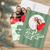 Vrolijk Kerstmis Retro Typografie Twee Foto Feestdagenkaart