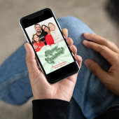 Vrolijk Kerstmis Retro Typografie Twee Foto Feestdagenkaart