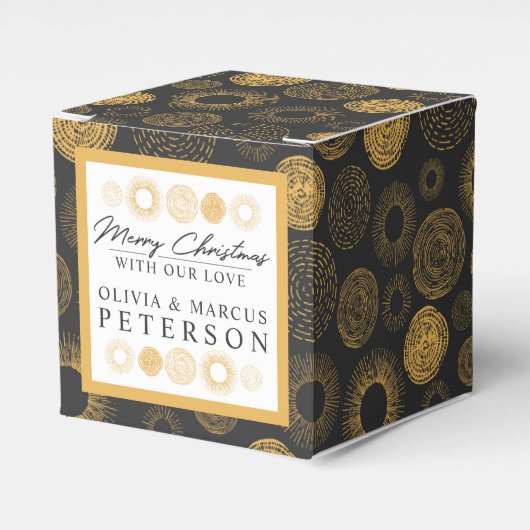 Vrolijk Kerstmis Retro Vakantie Goud Burst Gift Bedankdoosjes (Voorkant Zijde)