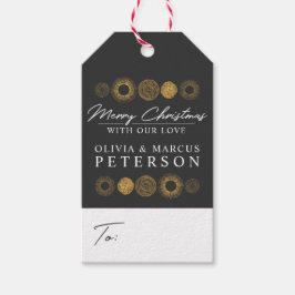 Vrolijk Kerstmis Retro Vakantie Goud Burst Hanging Cadeaulabel