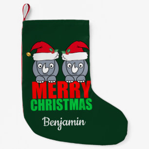 Vrolijk Kerstmis Rhino Schattige Douane Kleine Kerstsok