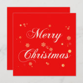 Vrolijk Kerstmis Rode Achtergrond Gouden Sneeuwvlo Feestdagenkaart (Voorkant / Achterkant)