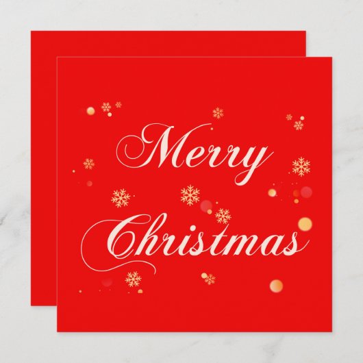 Vrolijk Kerstmis Rode Achtergrond Gouden Sneeuwvlo Feestdagenkaart (Voorkant / Achterkant)