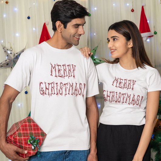 Vrolijk Kerstmis Rode Baubles & Sterren Unisex T-shirt