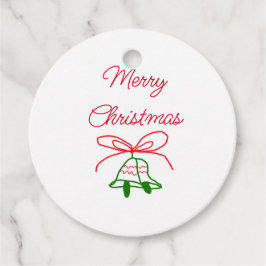 Vrolijk Kerstmis rode boog groene jingle klokken s Bedankjes Labels