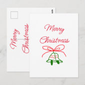 Vrolijk Kerstmis rode boog groene jingle klokken s Briefkaart (Voorkant / Achterkant)