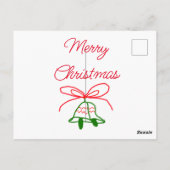 Vrolijk Kerstmis rode boog groene jingle klokken s Briefkaart (Achterkant)