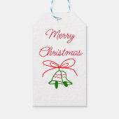 Vrolijk Kerstmis rode boog groene jingle klokken s Cadeaulabel (Achterkant)