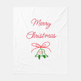 Vrolijk Kerstmis rode boog groene jingle klokken s Fleece Deken