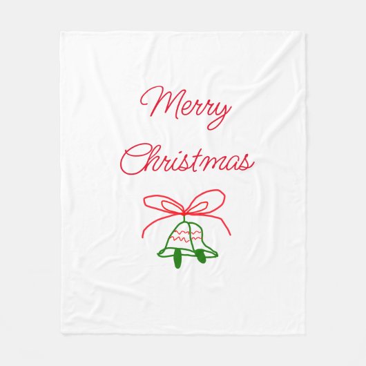 Vrolijk Kerstmis rode boog groene jingle klokken s Fleece Deken (Voorkant)