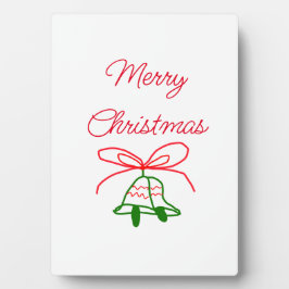 Vrolijk Kerstmis rode boog groene jingle klokken s Fotoplaat