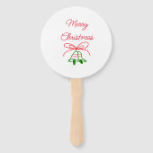 Vrolijk Kerstmis rode boog groene jingle klokken s Handwaaier (Achterkant)