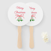 Vrolijk Kerstmis rode boog groene jingle klokken s Handwaaier (Voorkant en achterkant)